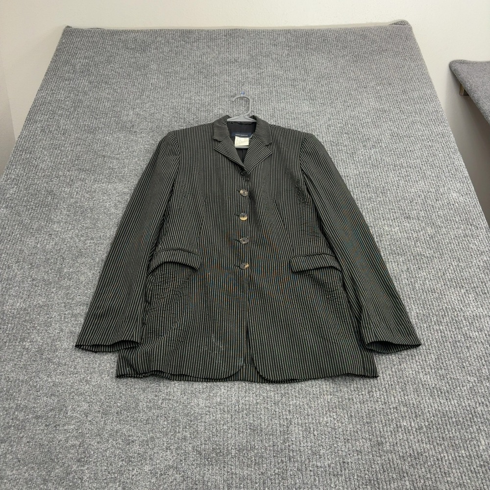 Piazza Sempione Blazer Womens IT 40 Black Wool Pinstripe 4 Button Career Style